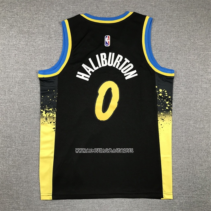 Tyrese Haliburton NO 0 Camiseta Nino Indiana Pacers Ciudad 2023-24 Negro